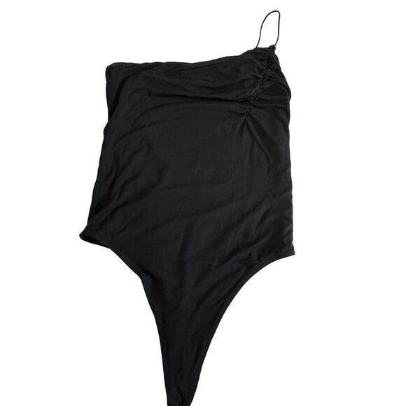 Aritzia Wilfred Free Bodysuit Thong Stretch‎ One Shoulder Spaghetti Black M - Picture 2 of 8